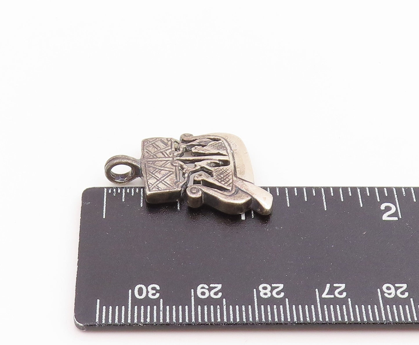 925 Sterling Silver Vintage Pendant Classic Etched Viking Ship Charm  PT26138