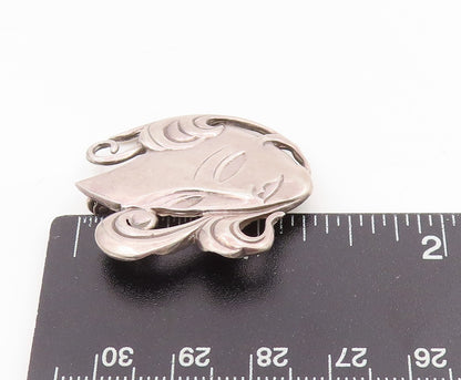 925 Sterling Silver Vintage Brooch Swirly Masquerade Theater Mask Pin  BP12102