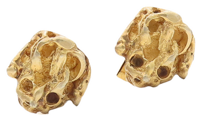 925 Sterling Silver Vintage Cufflinks ISRAEL Gold Plated Brutalist  TR3749