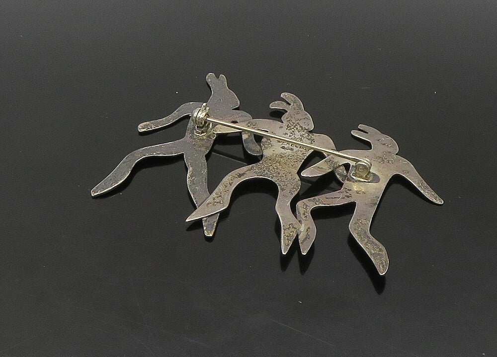 PRECIV 925 Silver  Vintage Modernist Silhouettes Dark Tone Brooch Pin  BP9001