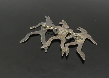 PRECIV 925 Silver  Vintage Modernist Silhouettes Dark Tone Brooch Pin  BP9001