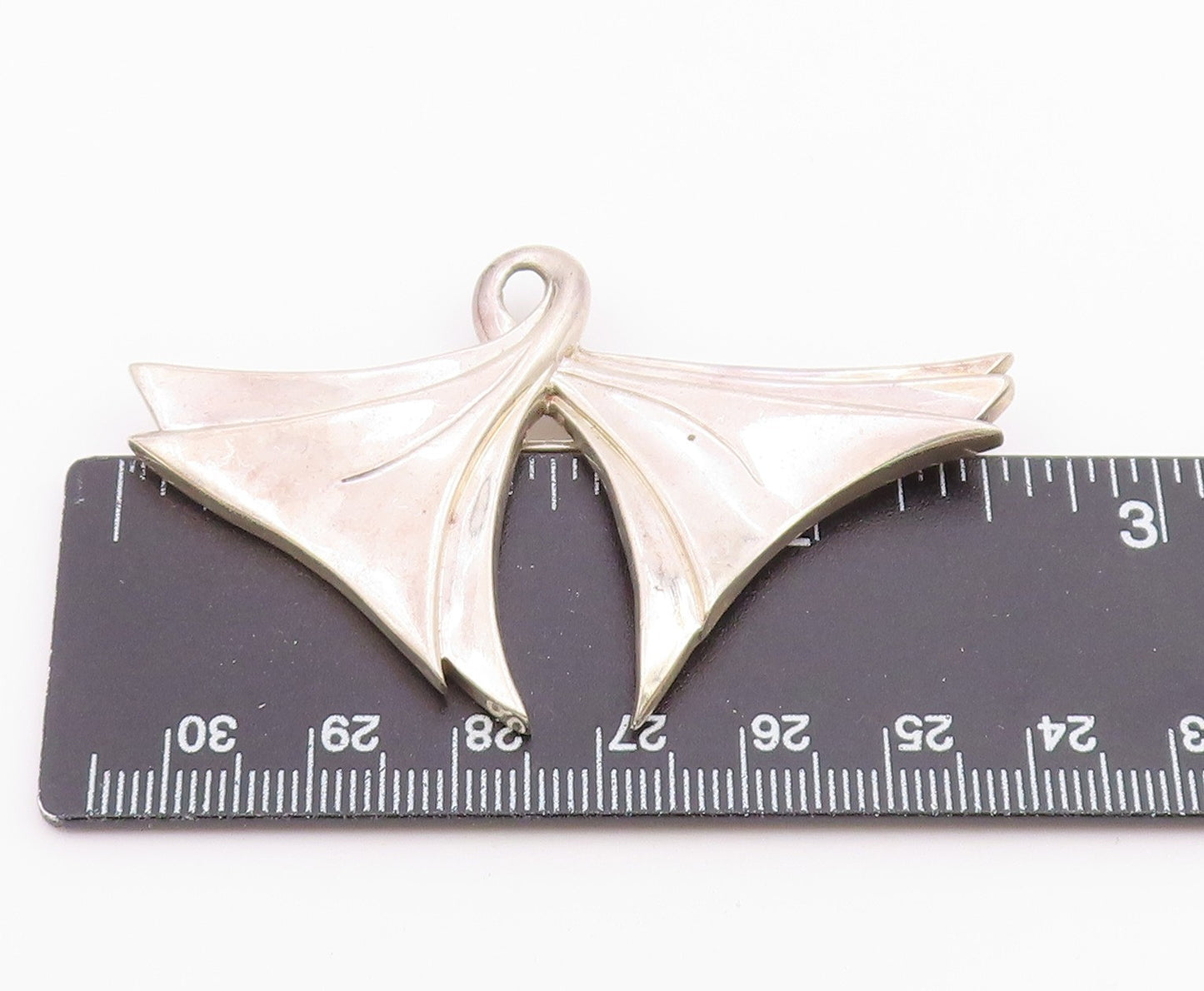 ELIZABETH ERRICO 925 Silver  Vintage Shiny Ribbon Motif Brooch Pin  BP9269