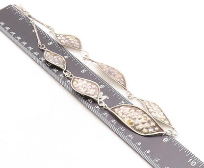 925 Sterling Silver  Vintage Dark Tone Floral Leaf Chain Necklace  NE2079