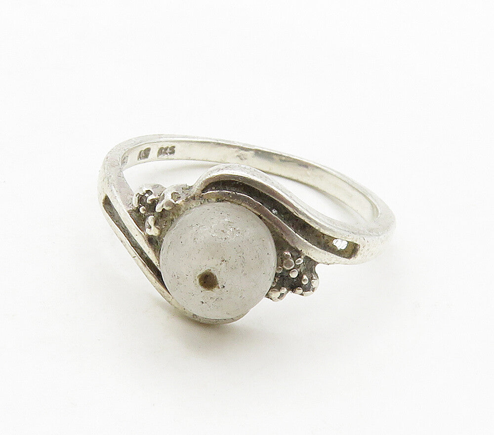 925 Sterling Silver  Vintage Quartz & Genuine Diamonds Band Ring Sz 6  RG15991