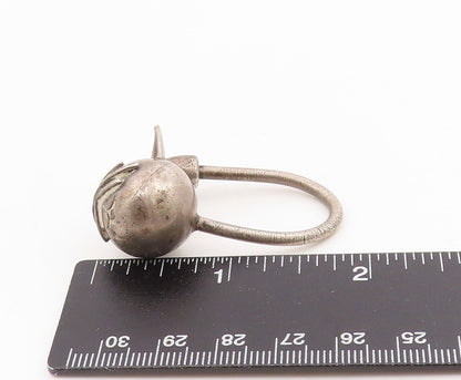 925 Sterling Silver Vintage Keychain Carved Figural Feline Kitten Charm  TR4132