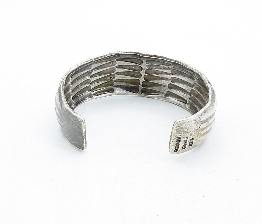 MEXICO 925 Sterling Silver  Vintage Dark Tone Rustic Cuff Bracelet  BT2663