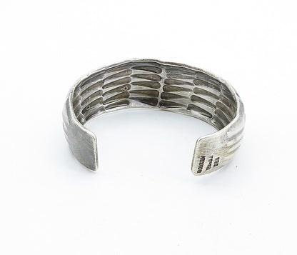 MEXICO 925 Sterling Silver  Vintage Dark Tone Rustic Cuff Bracelet  BT2663