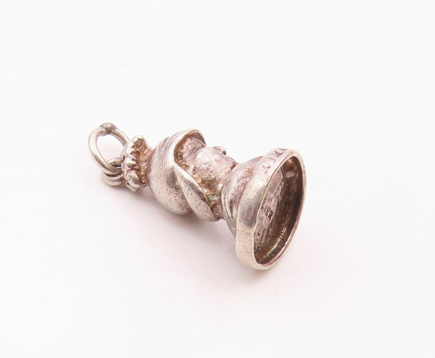 925 Sterling Silver  Vintage Man With Aviator Hat Charm Pendant  PT21416