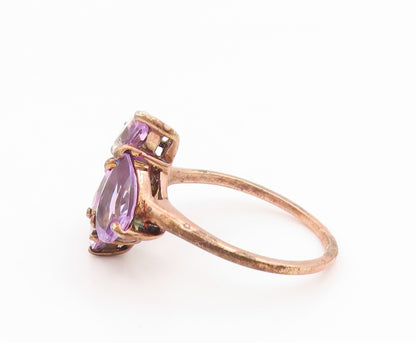 925 Sterling Silver Vintage Ring Gold Plated Amethyst Band  Sz 8.5  RG34547