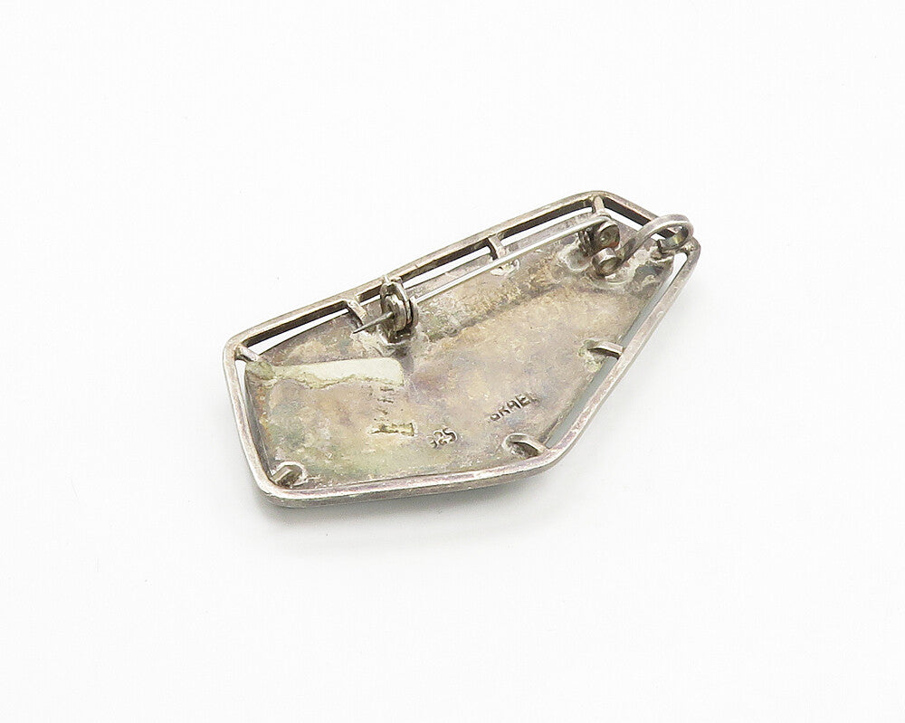 ISRAEL 925 Sterling Silver  Vintage Eilat Stone Smooth Brooch Pin  BP6917