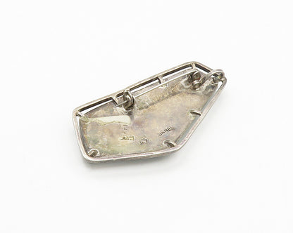 ISRAEL 925 Sterling Silver  Vintage Eilat Stone Smooth Brooch Pin  BP6917