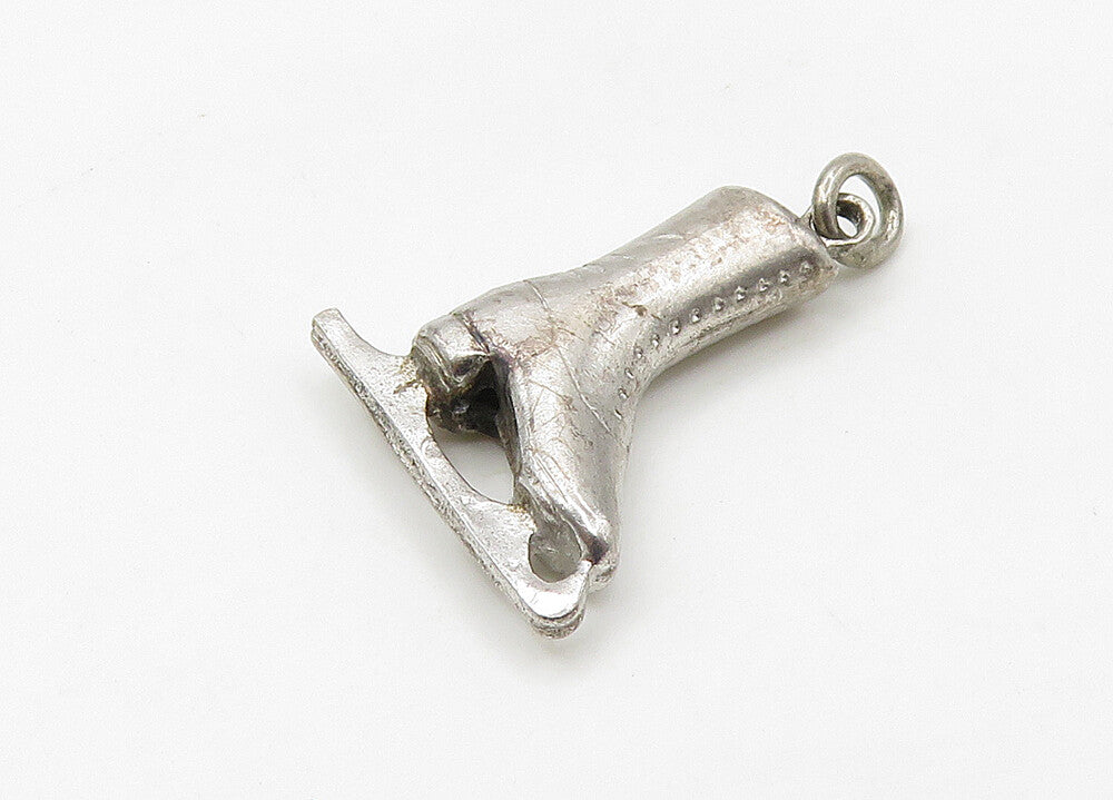 925 Sterling Silver  Vintage Petite Shiny Ice Skate Drop Pendant  PT17230