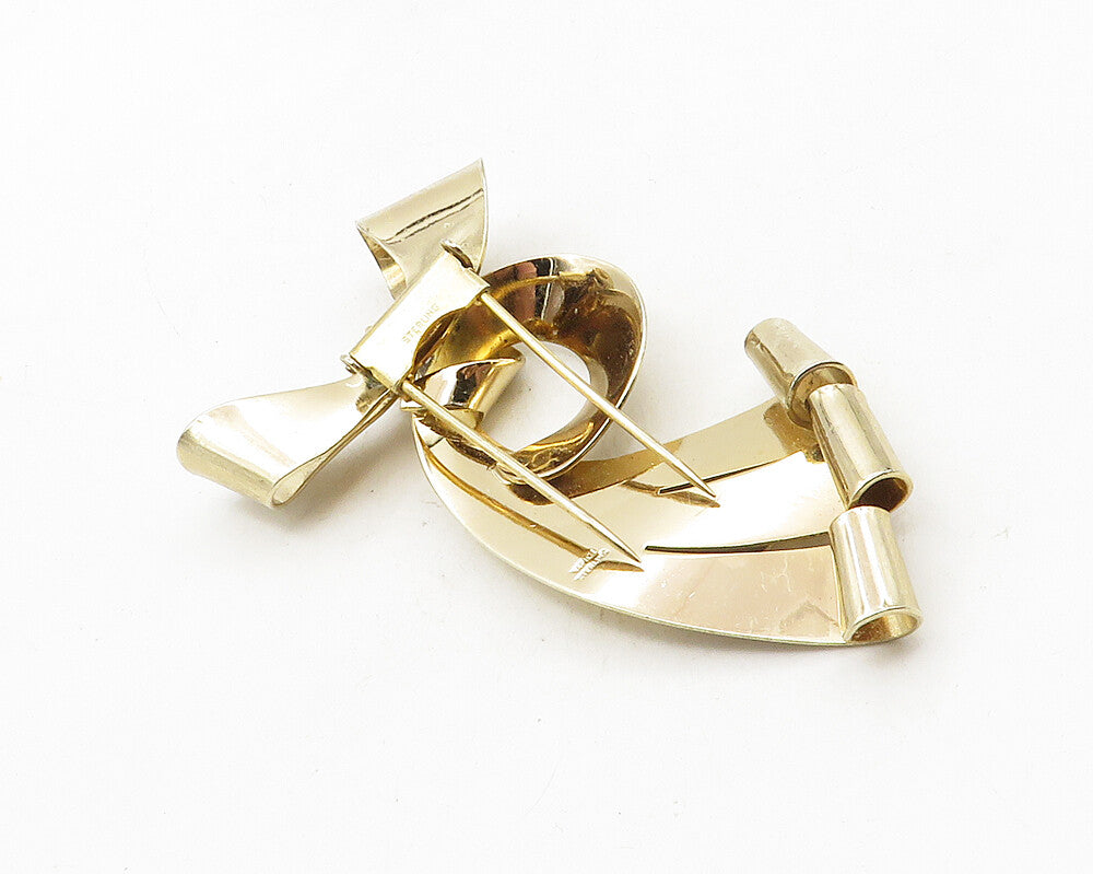 NAPIER 925 Sterling Silver  Vintage Shiny Smooth Ribbon Bow Fur Clip   TR1671