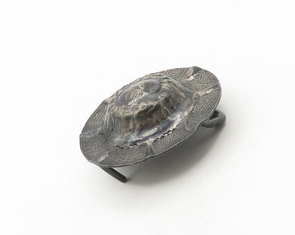 925 Sterling Silver  Vintage Antique Oxidized Dome Belt Buckle  TR2404