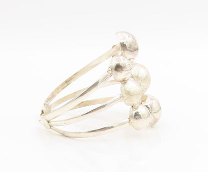 925 Sterling Silver Vintage Bracelet Modernist Large Spherical Bead Cuff BT11502