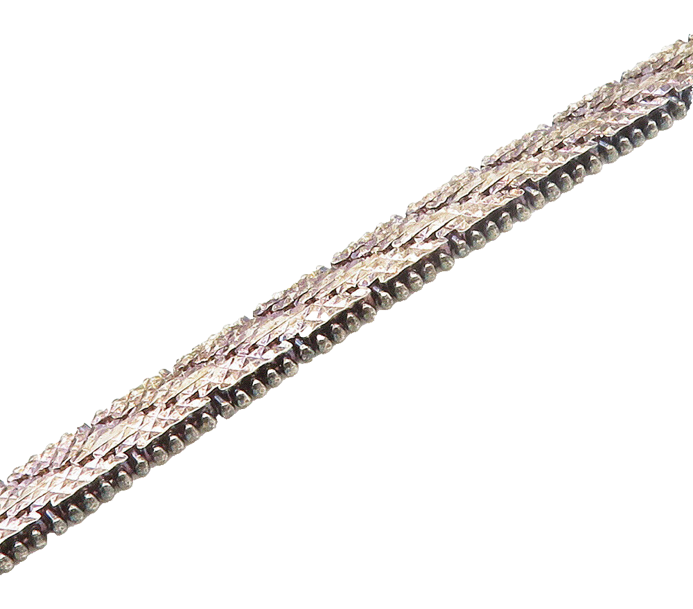 925 Sterling Silver  Vintage Shiny Dark Tone Flat Chain Bracelet  BT6060