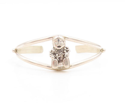 925 Sterling Silver Vintage Bracelet CAROL FELLY Cutout Crying Baby Cuff BT10950