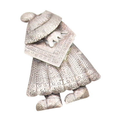925 Sterling Silver Vintage Brooch Pin Peruvian Poncho Women Figurine   BP12168