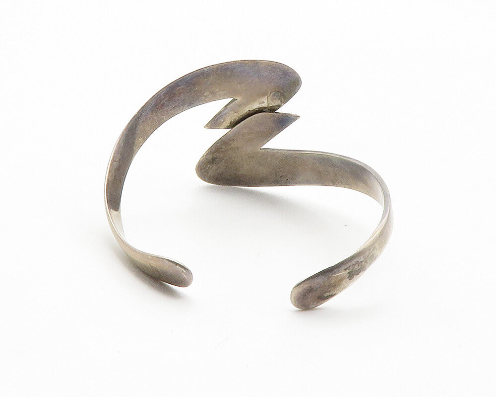 MEXICO 925 Silver Vintage Dark Tone Smooth Modernist Cuff Bracelet BT5521