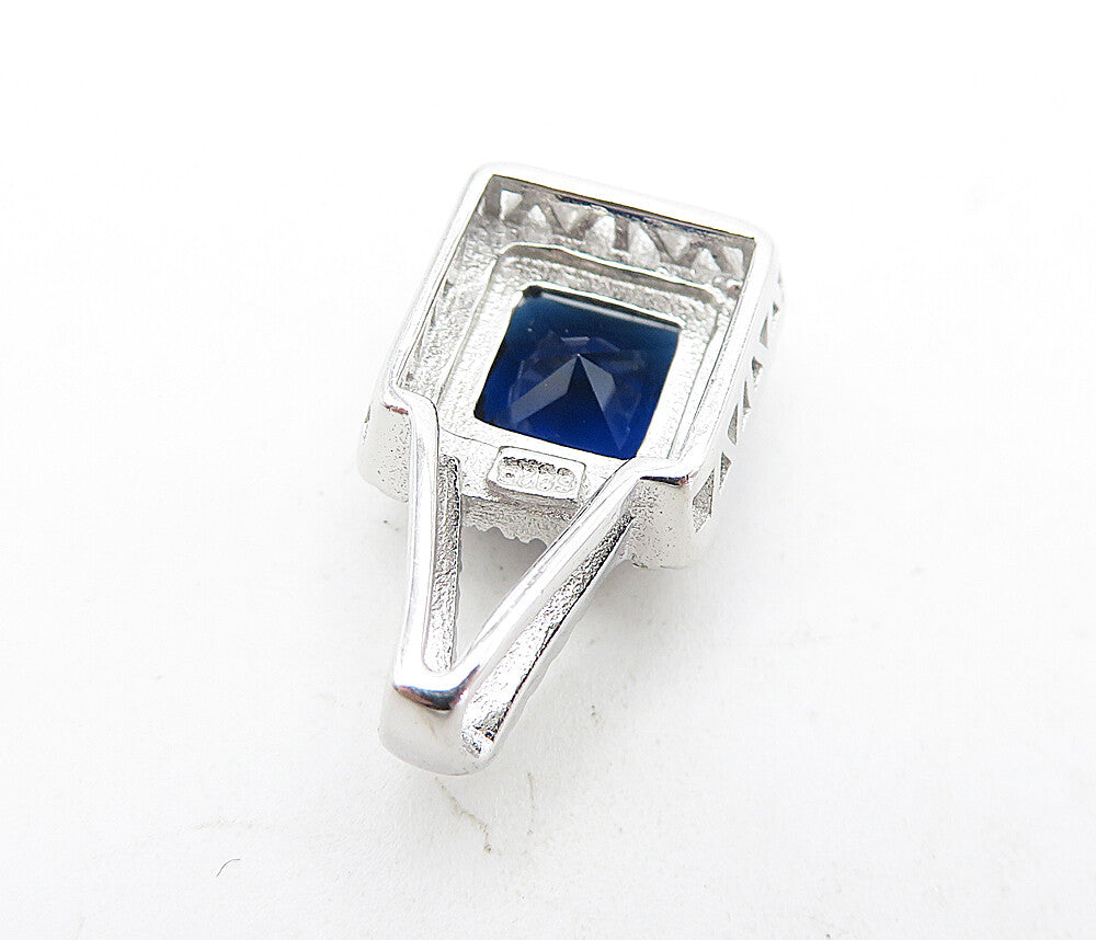 925 Sterling Silver  Blue Topaz & Sparkling Cubic Zirconia Pendant  PT3578