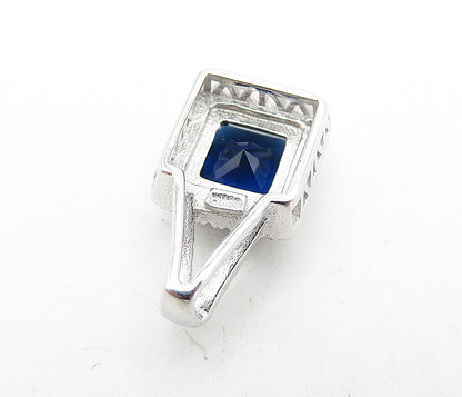 925 Sterling Silver  Blue Topaz & Sparkling Cubic Zirconia Pendant  PT3578