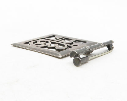 925 Sterling Silver  Vintage Chinese Character Bamboo Brooch Pin  BP4566