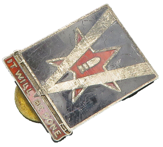 925 Sterling Silver  Vintage Antique Enamel It Will Be Done Lapel Pin  TR2776