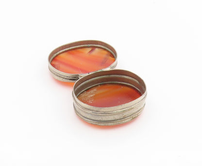 925 Sterling Silver Vintage Pill Box Antique Banded Agate Trinket OPENS  TR4243