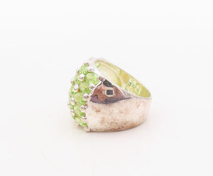 925 Sterling Silver Vintage Ring Oval Cut Peridot Inlay Bands  Sz 7  RG31417