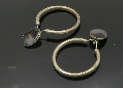 CELIA SEBIRI 925 Silver  Vintage Black Stone Non Pierce Earrings  EG10057