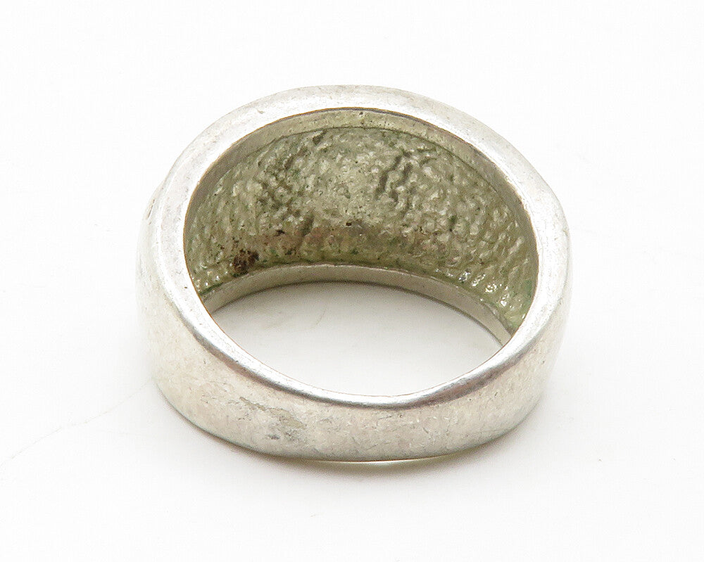 925 Sterling Silver  Vintage Knot Detail Round Dome Band Ring Sz 7  RG13713
