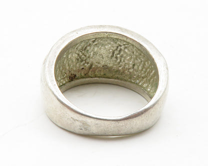 925 Sterling Silver  Vintage Knot Detail Round Dome Band Ring Sz 7  RG13713