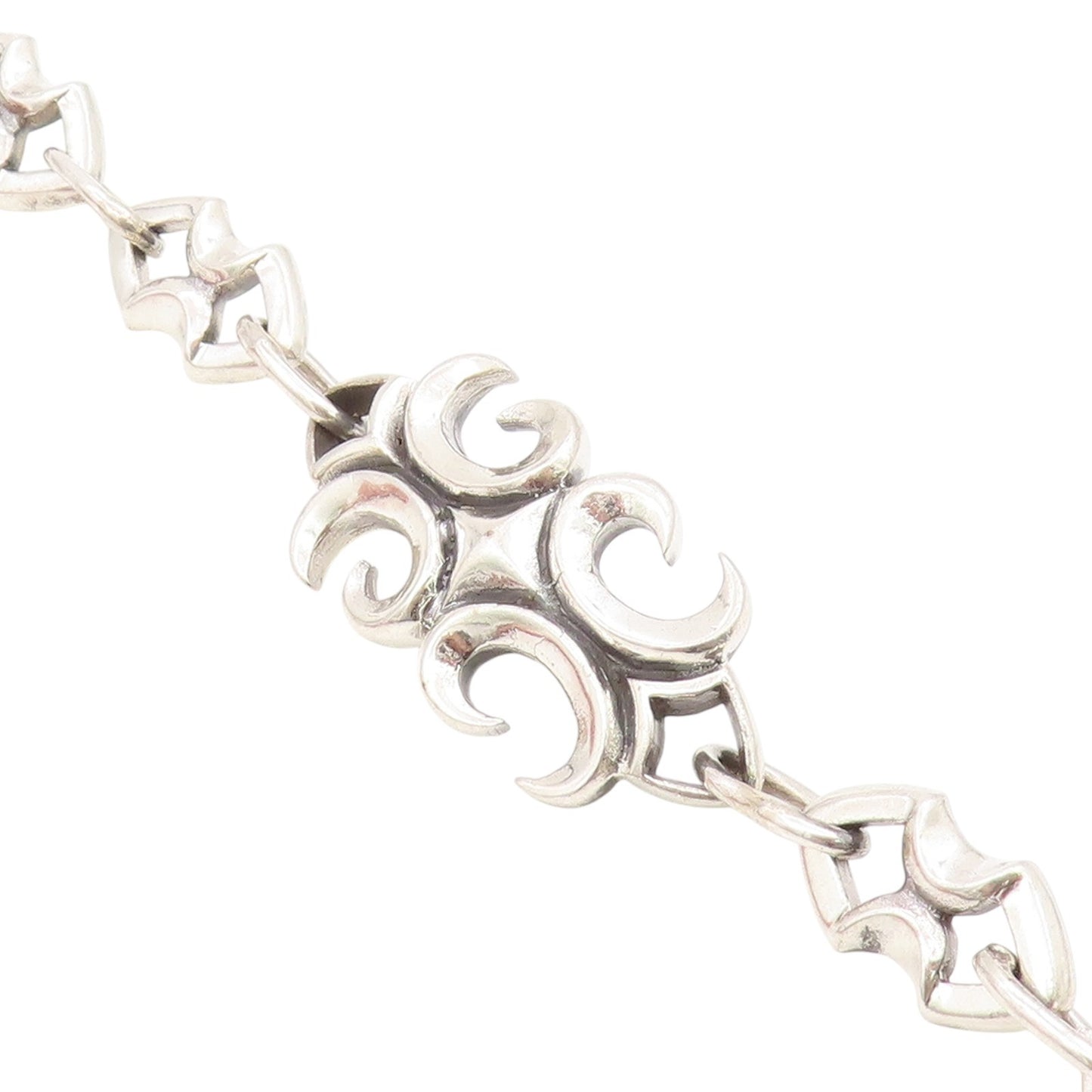 925 Sterling Silver Vintage Bracelet Intricate Gothic Scrollwork Link  BT11676