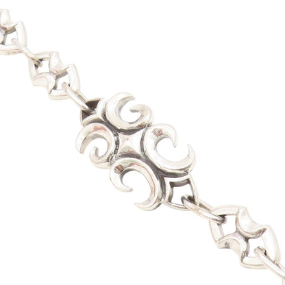 925 Sterling Silver Vintage Bracelet Intricate Gothic Scrollwork Link  BT11676