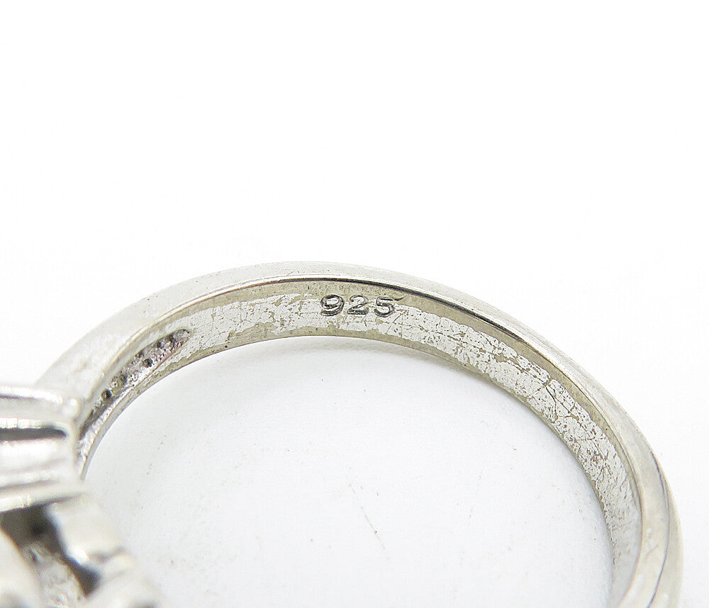 925 Sterling Silver  Vintage Cubic Zirconia 3 Stone Band Ring Sz 7  RG4083