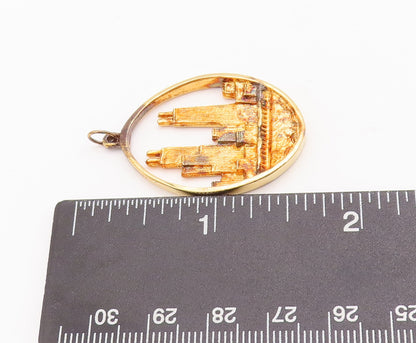 925 Sterling Silver Vintage Pendant Gold Plated 1974 Chicago Skyline  PT22922