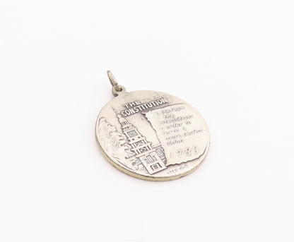 925 Sterling Silver Vintage Pendant Antique Spirit Of '1776" Medallion  PT24375