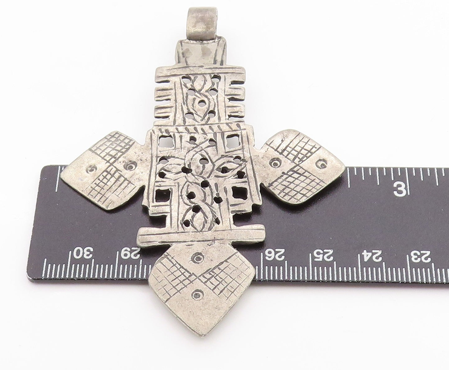925 Sterling Silver Vintage Pendant Coptic Christian Church Cross  PT24741