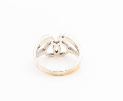 925 Sterling Silver Vintage Ring Classic Double Venus Symbol Band  Sz 9  RG33785