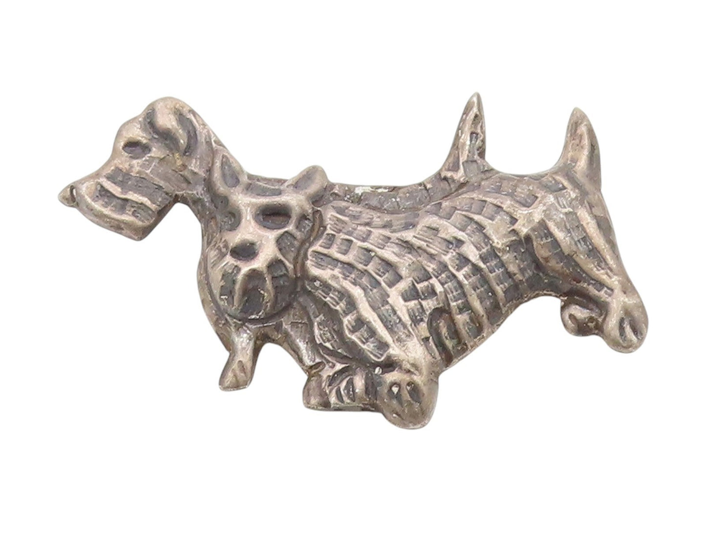 925 Sterling Silver Vintage Brooch Etched Scottish Terrier Dog Figurine  BP12158