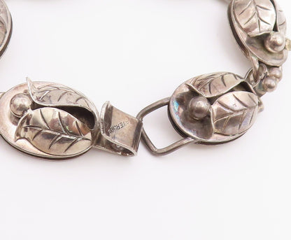 925 Sterling Silver Vintage Bracelet LA PAGLIA Botanical Tulip Link  BT12213