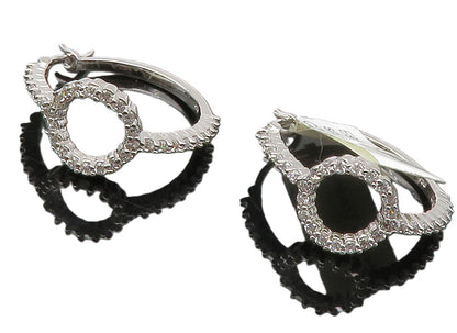 925 Sterling Silver  Sparkling Cubic Zirconia Open Circle Hoop Earrings EG7192