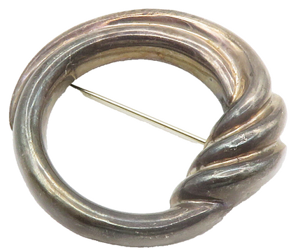 BAYANIHAN 925 Sterling Silver  Vintage Dark Tone Open Circle Brooch Pin BP5873