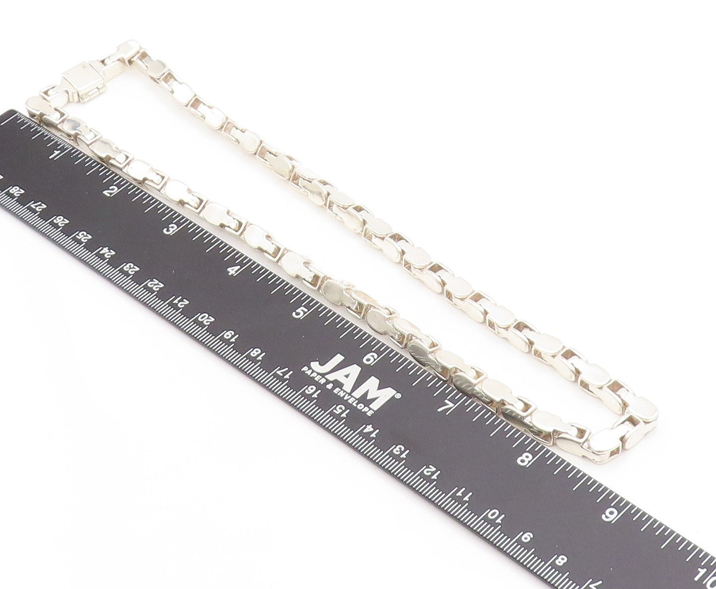 925 Sterling Silver Vintage Necklace Modernist Mariner Link Solid Chain  NE4675
