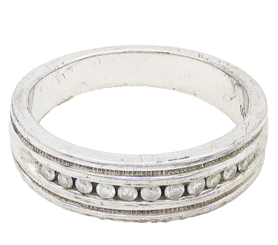 925 Sterling Silver  Vintage Genuine Diamonds Large Band Ring Sz 10.5  RG17647