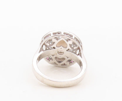 925 Sterling Silver Vintage Ring Smoky Quartz Halo 2 Tone Topaz  Sz 7  RG29992