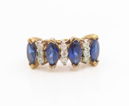 925 Sterling Silver Vintage Ring Gold Plated Sapphire & Peridot  Sz 6.5  RG35987