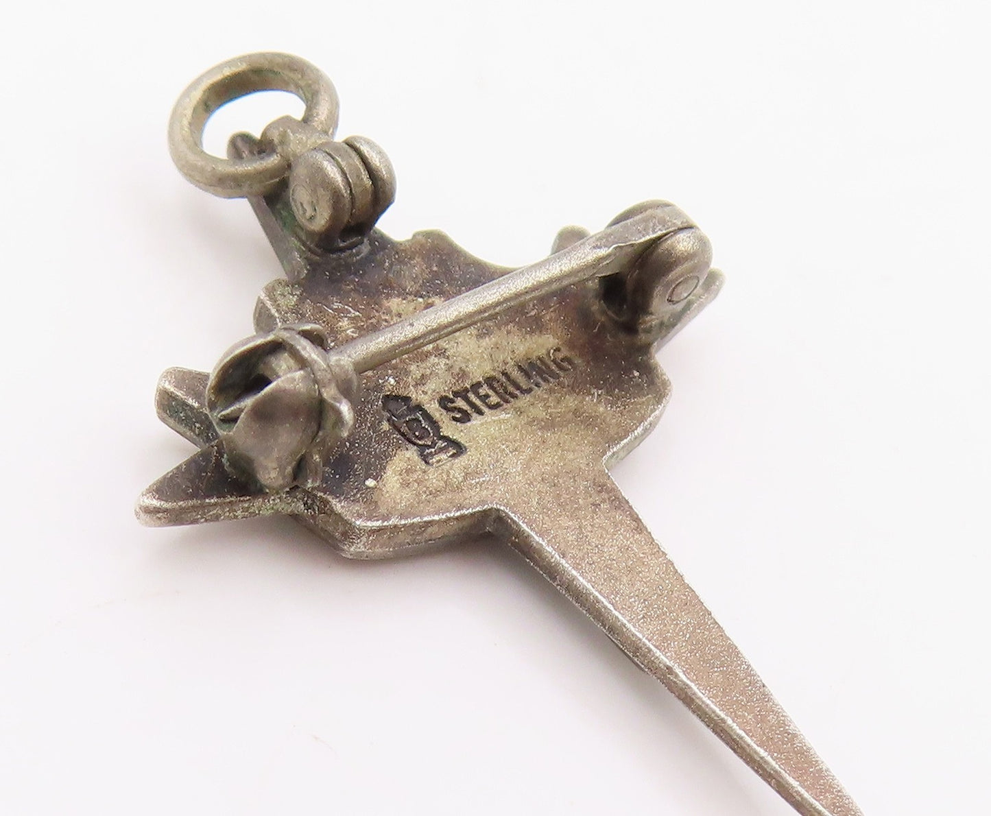 925 Sterling Silver Vintage Brooch Fraternal Crown North Star Cross Pin  BP12483
