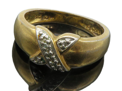 ROSS SIMON 925 Silver  Genuine Diamond Gold Plated Band Ring Sz 9  RG13316