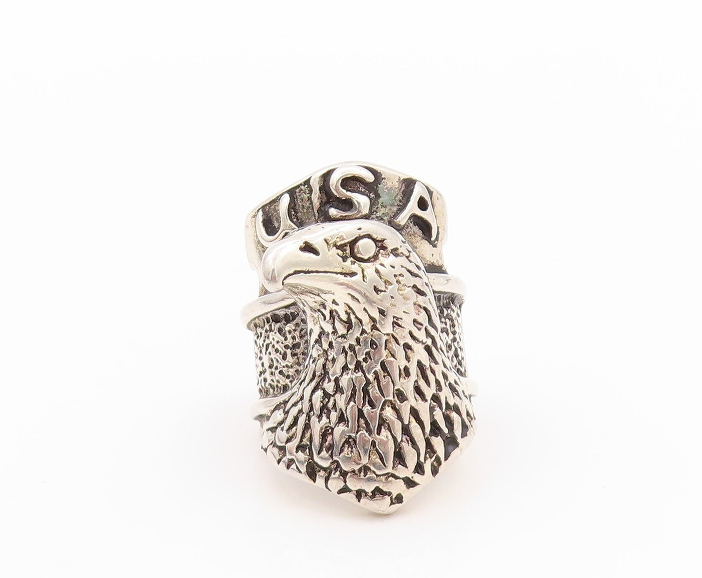 925 Sterling Silver Vintage Ring G&S USA Eagle Biker Design  Sz 9  RG32306